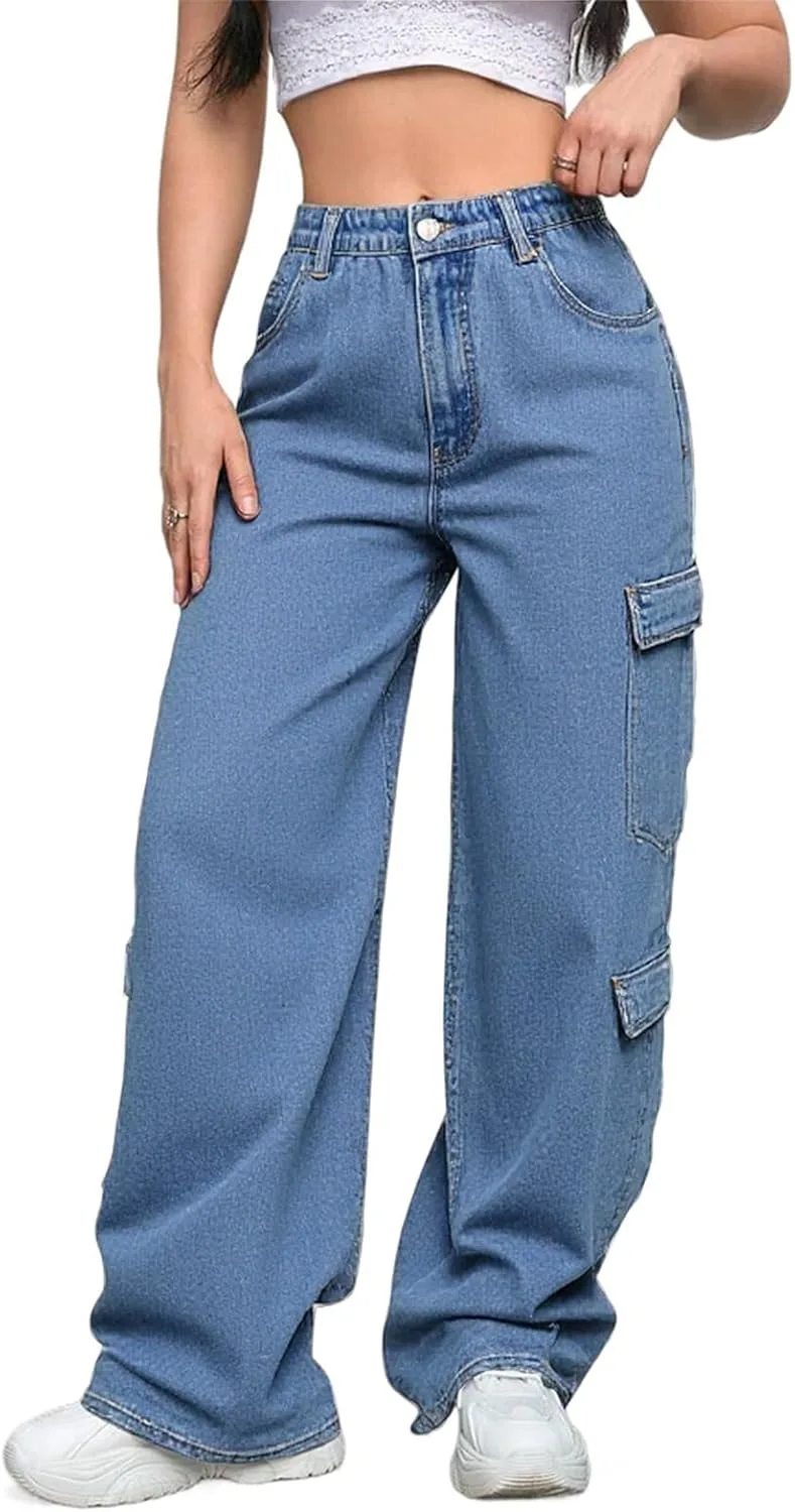 Карго джинсы для женщин wide leg high waisted с карманами CaniBtr
Карго джинсы для женщин wide leg high waisted с карманами CaniBtr