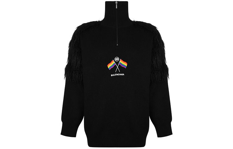 Свитер мужской Balenciaga с меховыми вставками, черный
Свитер мужской Balenciaga с меховыми вставками, черный