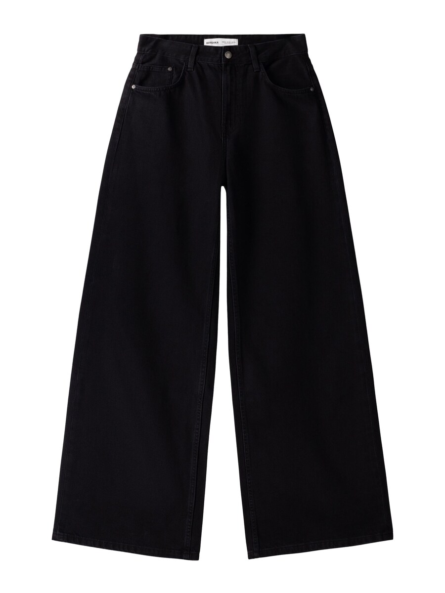 Джинсы с широкими штанинами Bershka, черный деним
Джинсы с широкими штанинами Bershka, черный деним