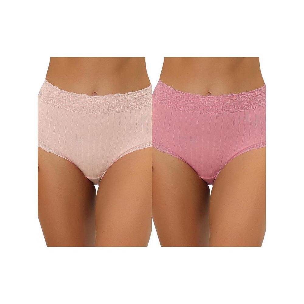 2 упаковки женского нижнего белья с высокой талией, удобные трусики в рубчик с кружевной отделкой, разноцветные ALLEGRA K, цвет Pink Beige Pink 
2 упаковки женского нижнего белья с высокой талией, удобные трусики в рубчик с кружевной отделкой, разноцветные ALLEGRA K, цвет Pink Beige Pink