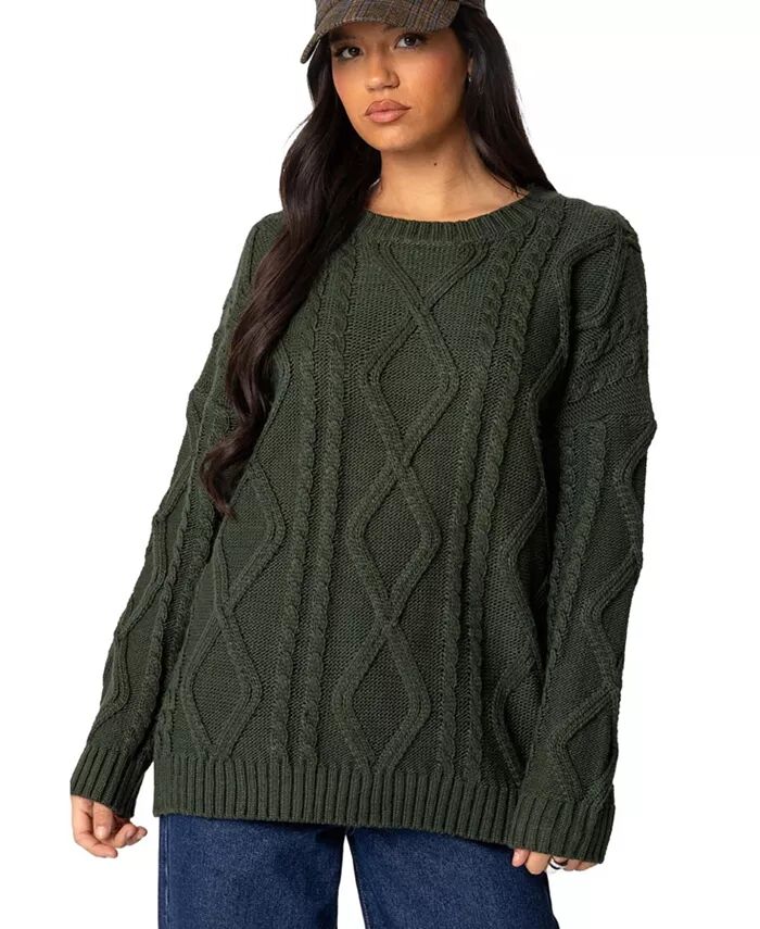 Женский свитер Kennedy Oversize Cable Knit Edikted, зеленый 
Женский свитер Kennedy Oversize Cable Knit Edikted, зеленый