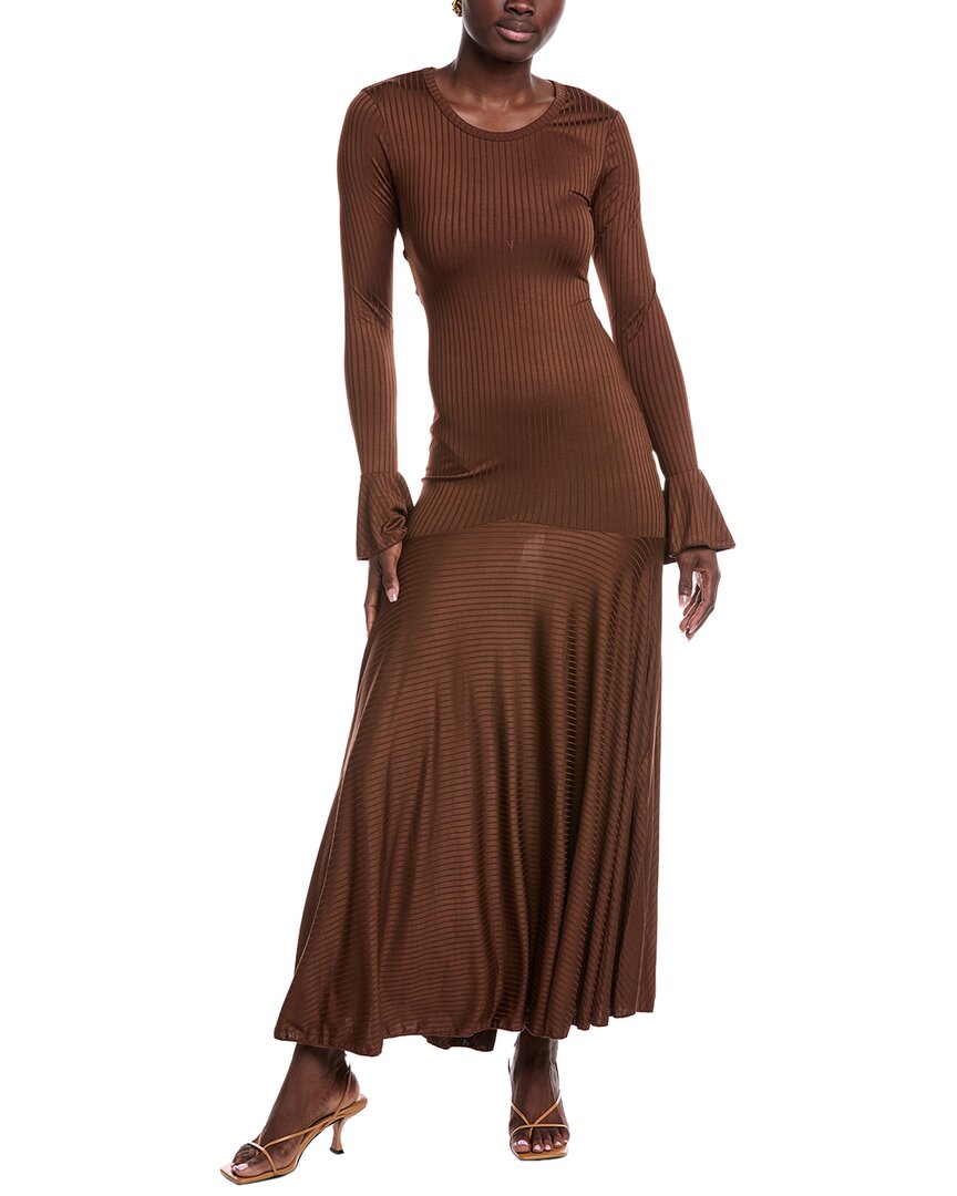 JL LUXE Платье макси с ребристой вязкой и заниженной талией, коричневый
JL LUXE Платье макси с ребристой вязкой и заниженной талией, коричневый