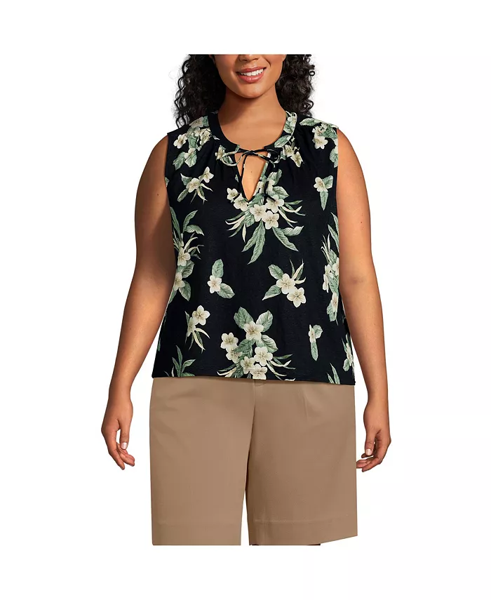 Женская майка-бомбер больших размеров из льняной смеси с вырезом-стойкой Lands' End, черный
Женская майка-бомбер больших размеров из льняной смеси с вырезом-стойкой Lands' End, черный