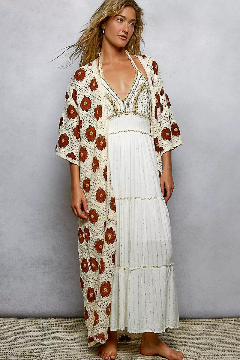 Длинный кардиган с цветочным узором и открытой передней частью, связанный крючком TRUEDAMES, натуральный/коричневый
Длинный кардиган с цветочным узором и открытой передней частью, связанный крючком TRUEDAMES, натуральный/коричневый