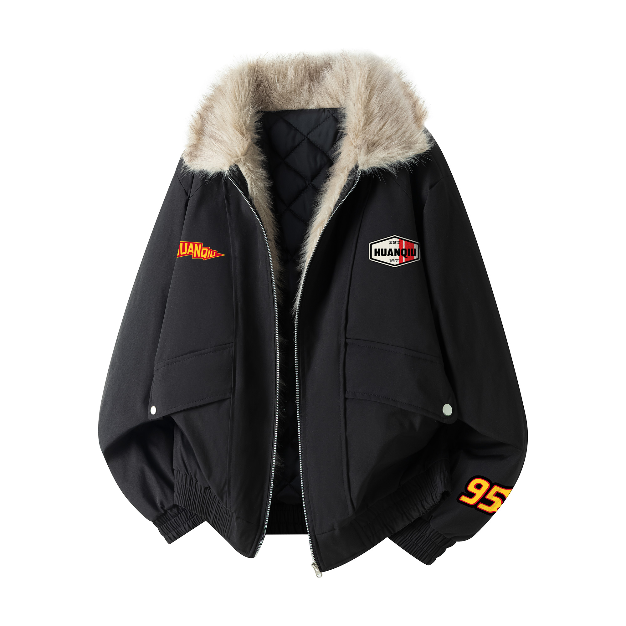 Пуховик Unisex с меховым воротником утепленный HUANQIU, черный
Пуховик Unisex с меховым воротником утепленный HUANQIU, черный