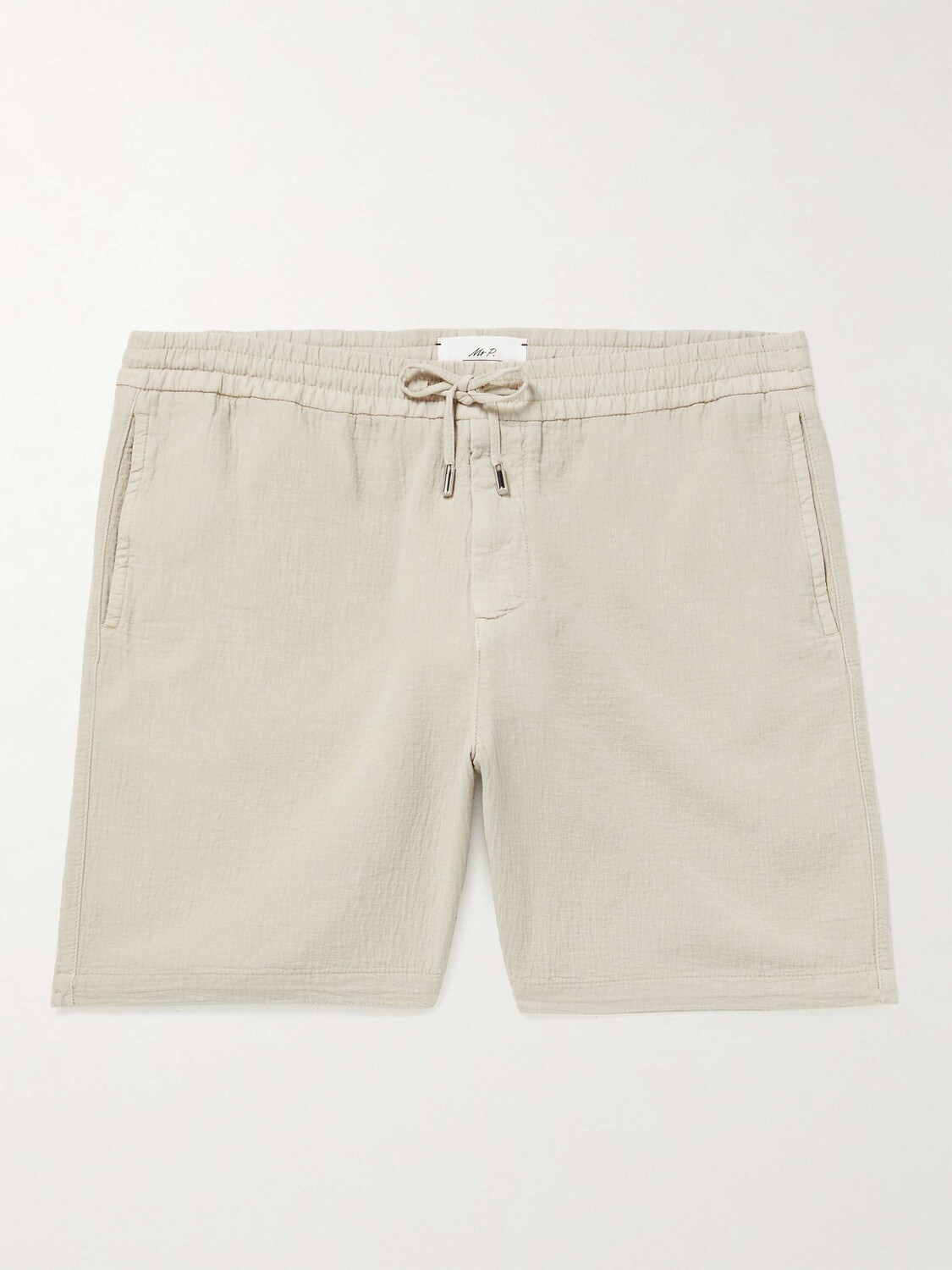Прямые текстурированные шорты из хлопкового добби с кулиской Mr P., нейтральный
Прямые текстурированные шорты из хлопкового добби с кулиской Mr P., нейтральный
