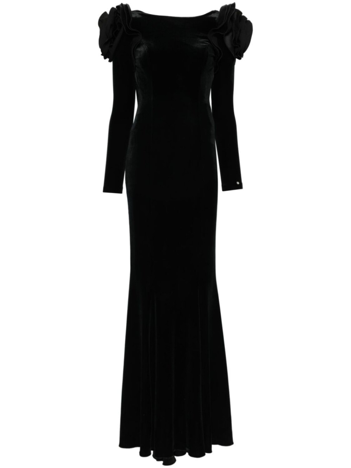 Длинное бархатное платье NISSA с открытой спиной, черный