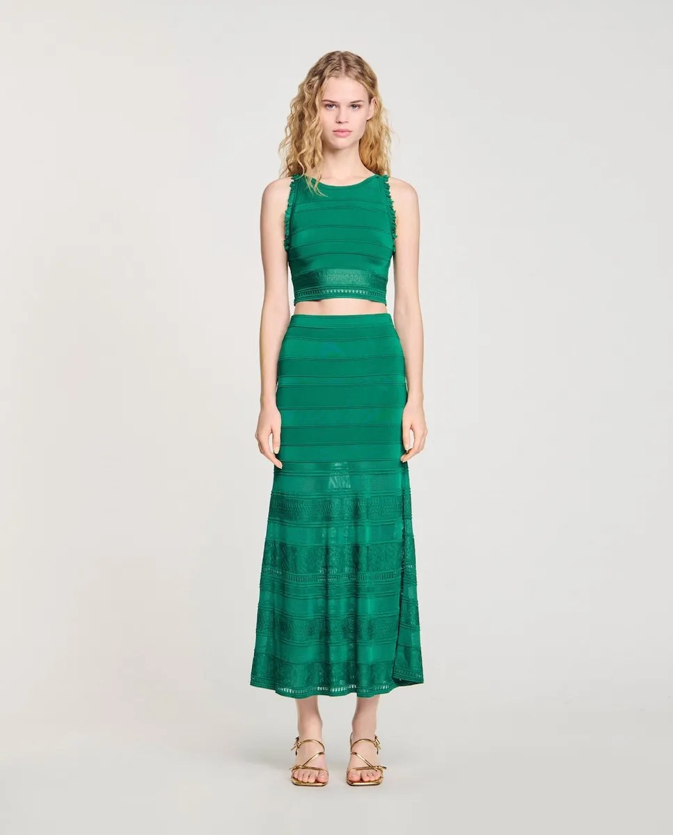 Длинная юбка из фантазийного трикотажа Sandro, зеленый
Длинная юбка из фантазийного трикотажа Sandro, зеленый