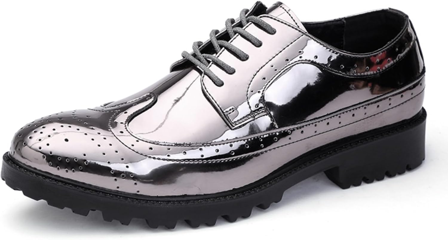 Мужские оксфорды с блестками, крыльями и перфорацией из кожи с металлическим блеском, памятью формы из пены - на шнуровке, с нескользящей подошвой для вечеринок и официальных мероприятий Kpdwfms, серебро
Мужские оксфорды с блестками, крыльями и перфорацией из кожи с металлическим блеском, памятью формы из пены - на шнуровке, с нескользящей подошвой для вечеринок и официальных мероприятий Kpdwfms, серебро