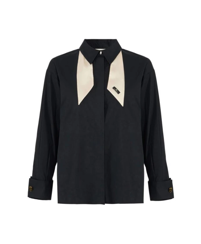Рубашка из поплина с контрастным галстуком Elisabetta Franchi, черный
Рубашка из поплина с контрастным галстуком Elisabetta Franchi, черный