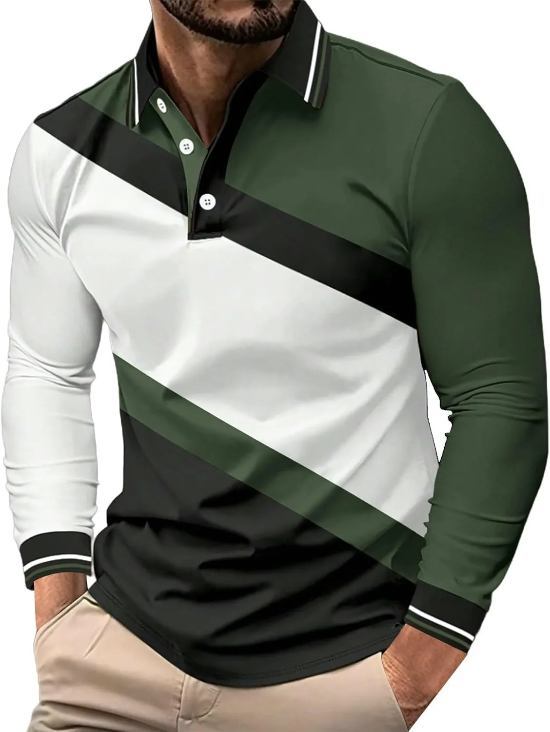 Мужская поло с длинным рукавом в стиле color block
Мужская поло с длинным рукавом в стиле color block