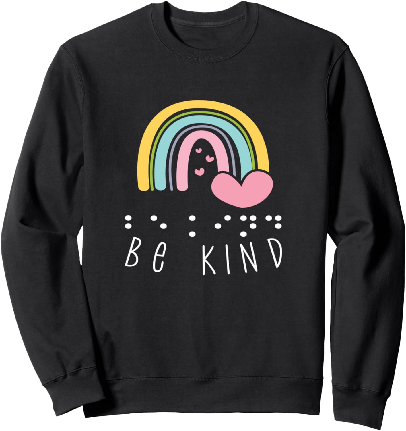 Толстовка с надписью «Будьте добры» и изображением радуги и сердечек, выполненных шрифтом Брайля. Вдохновляющая и ободряющая Visit The Braille Apparel And Merchandise Store, черный
Толстовка с надписью «Будьте добры» и изображением радуги и сердечек, выполненных шрифтом Брайля. Вдохновляющая и ободряющая Visit The Braille Apparel And Merchandise Store, черный