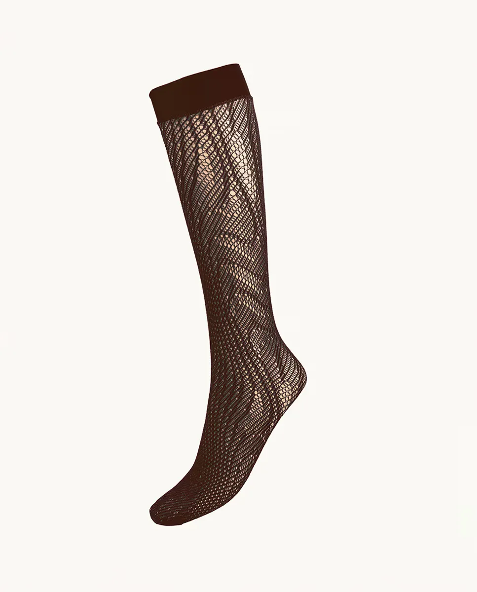 Женские длинные носки с сетчатым узором Wolford, темно-коричневый 
Женские длинные носки с сетчатым узором Wolford, темно-коричневый