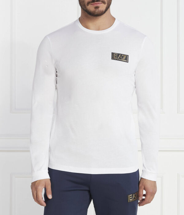 Лонгслив Ea7 Regular Fit с логотипом, белый 
Лонгслив Ea7 Regular Fit с логотипом, белый