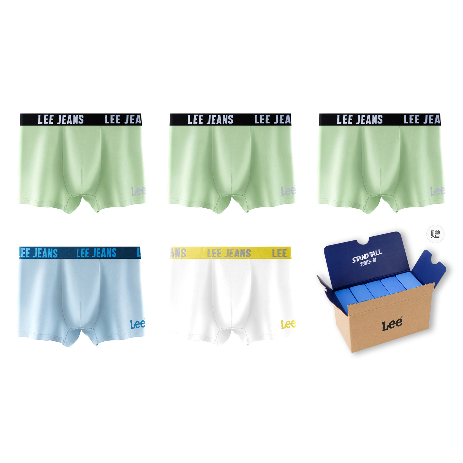 Подарочный набор мужского белья 5 пар Lee, 5 Pack (светло-зеленый+светло-зеленый+светло-зеленый+светло-синий+белый)
Подарочный набор мужского белья 5 пар Lee, 5 Pack (светло-зеленый+светло-зеленый+светло-зеленый+светло-синий+белый)