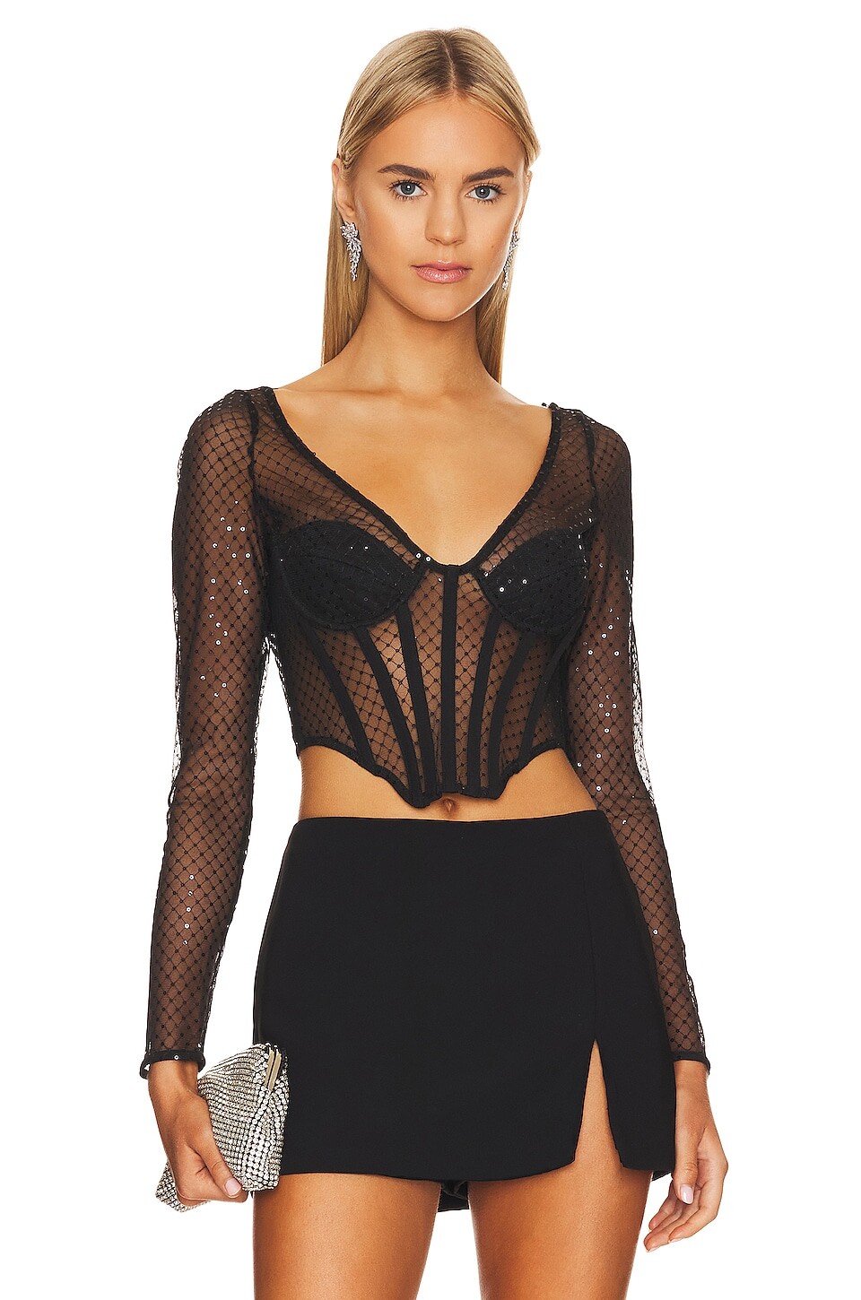 Топ Bardot Sequin Mesh Corset, черный
Топ Bardot Sequin Mesh Corset, черный