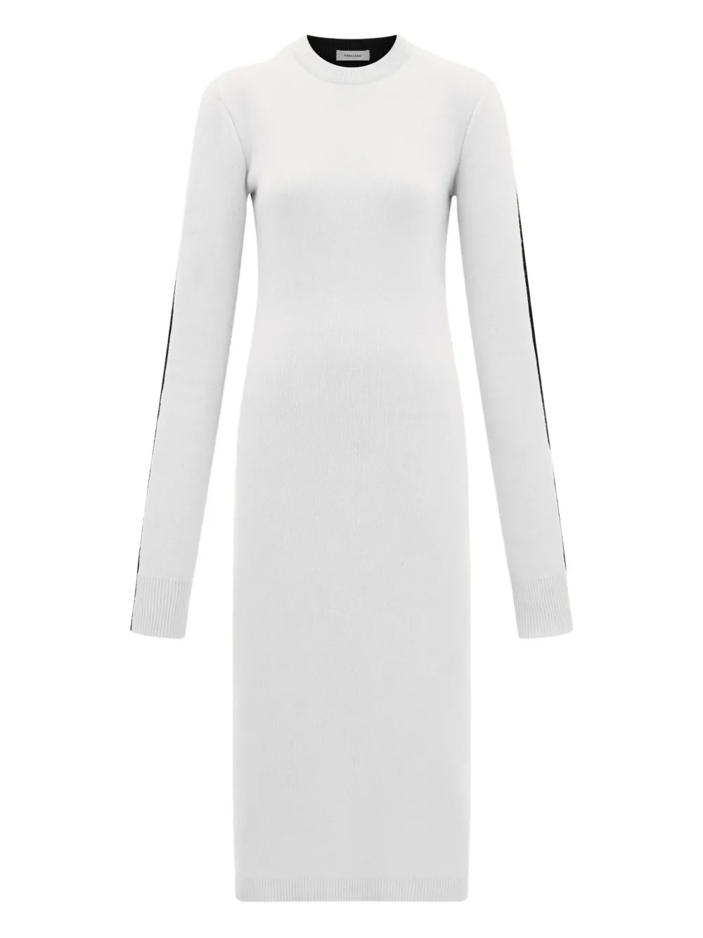 Трикотажное платье миди со вставками в рубчик Ferragamo, белый 
Трикотажное платье миди со вставками в рубчик Ferragamo, белый