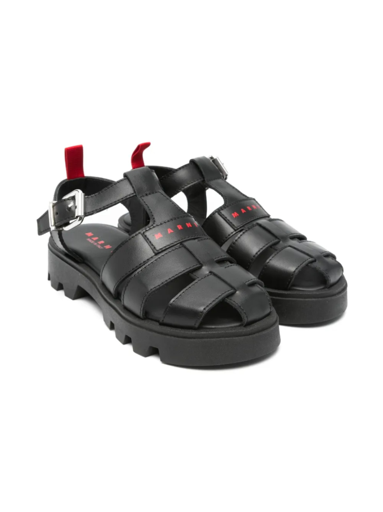 Кожаные сандалии Marni Kids, черный 
Кожаные сандалии Marni Kids, черный