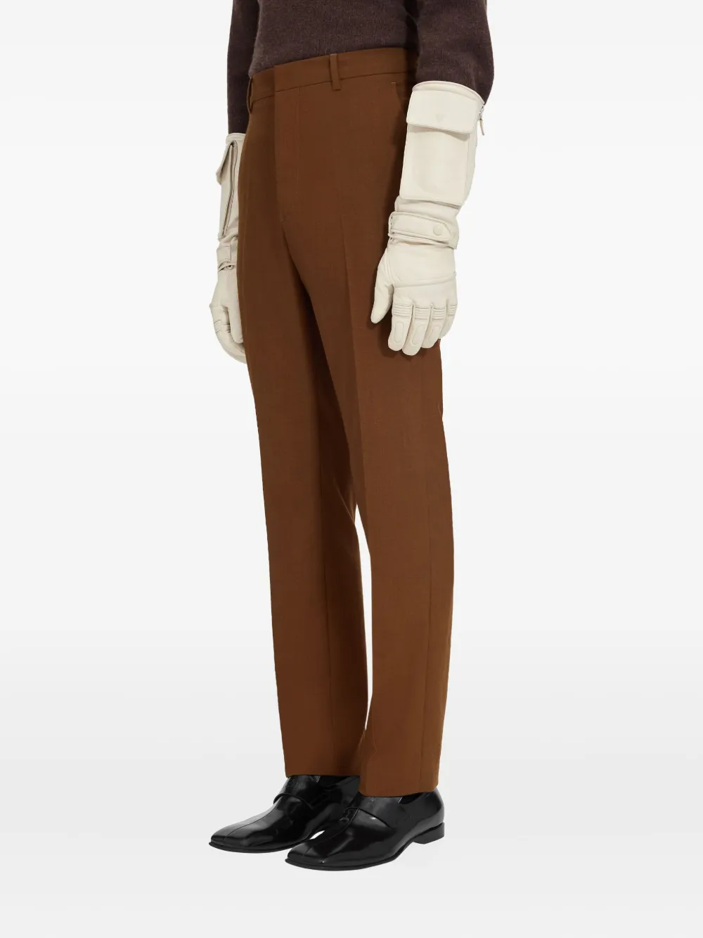 Шерстяные брюки со складками MM6 Maison Margiela, коричневый
Шерстяные брюки со складками MM6 Maison Margiela, коричневый