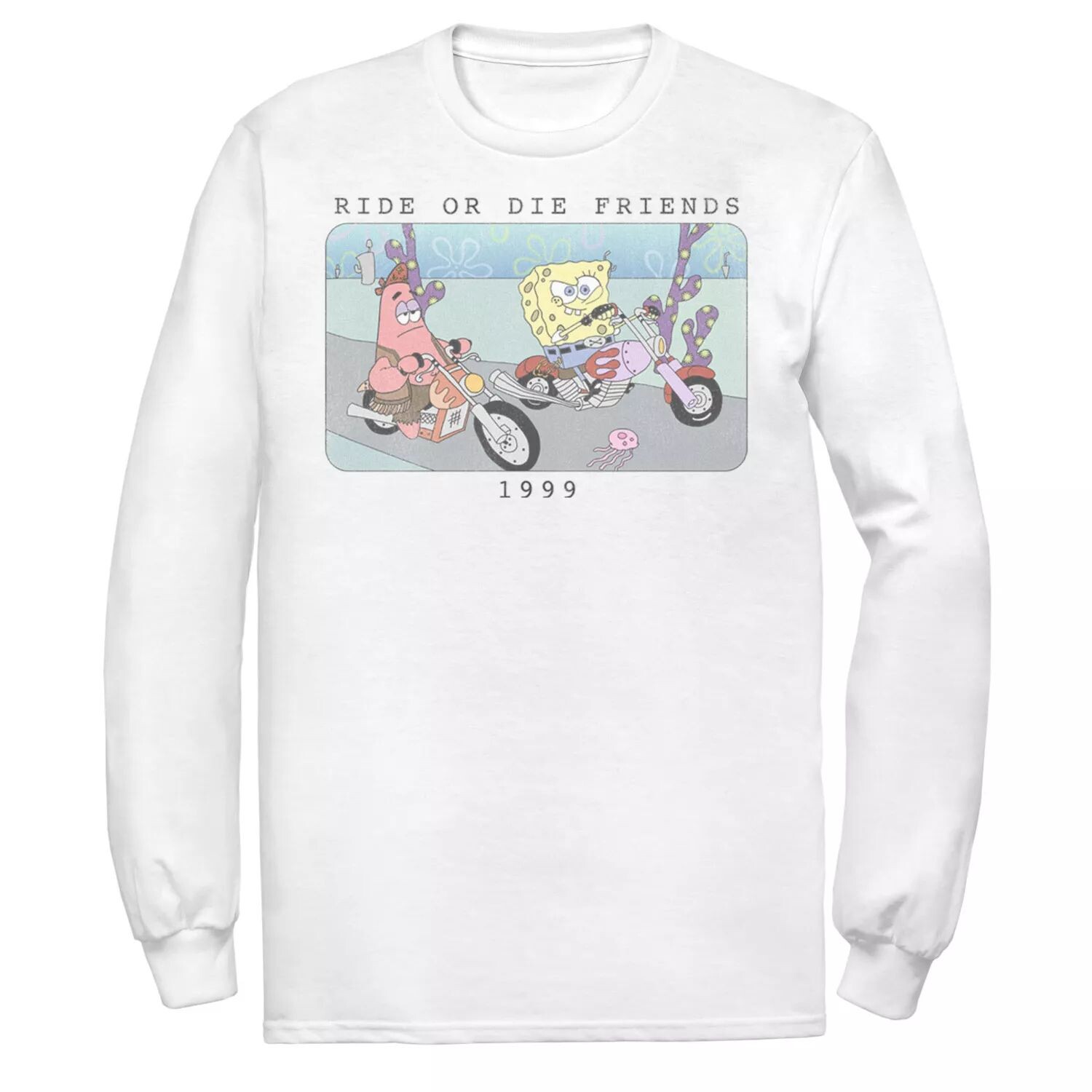Мужская футболка SpongeBob SquarePants Ride or Die Friends 1999 с длинными рукавами и цветами в виде портрета Nickelodeon, белый
Мужская футболка SpongeBob SquarePants Ride or Die Friends 1999 с длинными рукавами и цветами в виде портрета Nickelodeon, белый