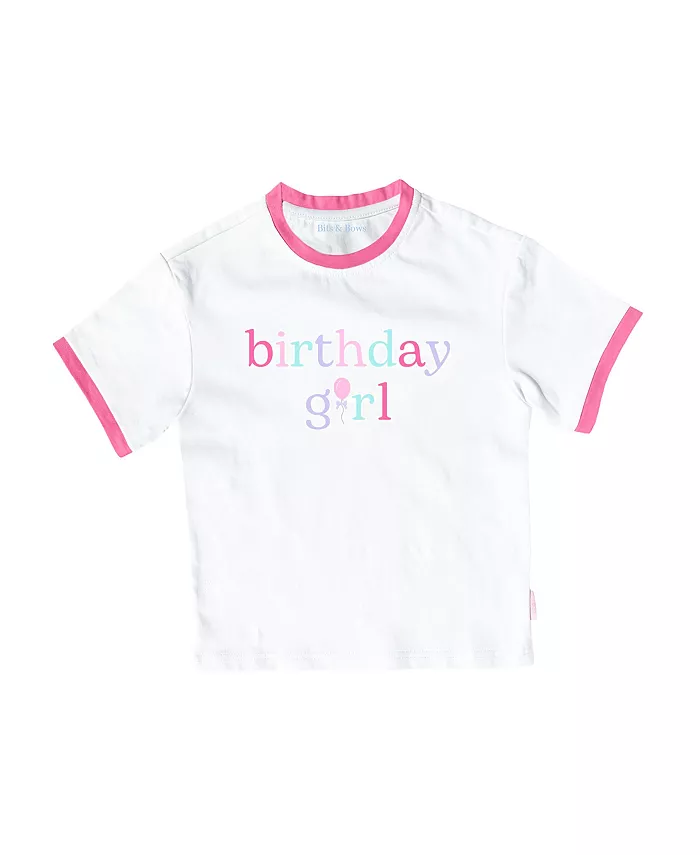 Футболка с круглым вырезом для девочек "Birthday Girl" Bits & Bows, розовый 
Футболка с круглым вырезом для девочек "Birthday Girl" Bits & Bows, розовый