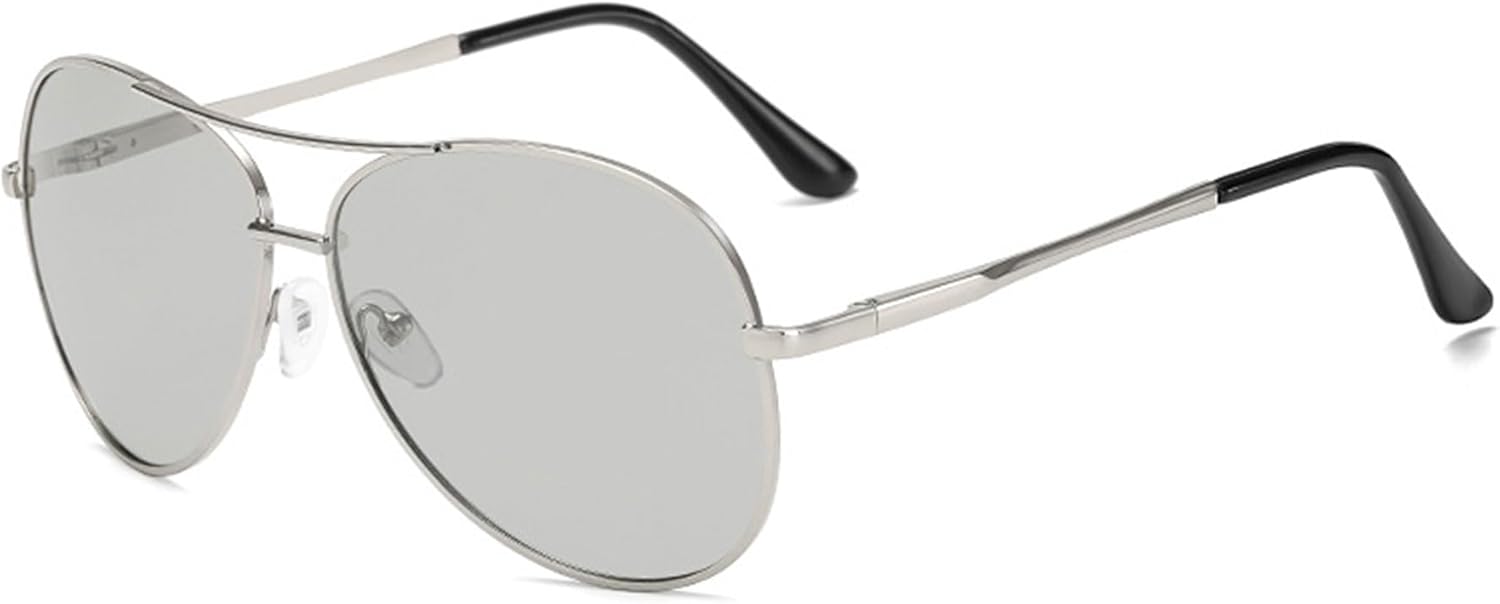 Классические солнцезащитные очки-пилот для женщин и мужчин, поляризованные, в стиле «авиатор», с пружинным шарниром и металлическим корпусом ALKAHE, Silver (Photochromic Black Lens)
Классические солнцезащитные очки-пилот для женщин и мужчин, поляризованные, в стиле «авиатор», с пружинным шарниром и металлическим корпусом ALKAHE, Silver (Photochromic Black Lens)
