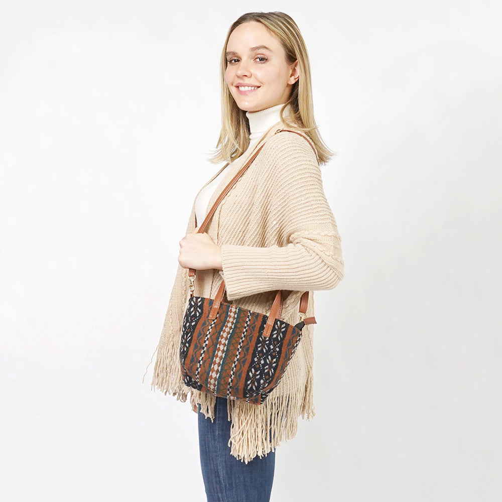 Сумка-тоут / сумка через плечо с этническим узором FASHNZFAB, коричневый 
Сумка-тоут / сумка через плечо с этническим узором FASHNZFAB, коричневый