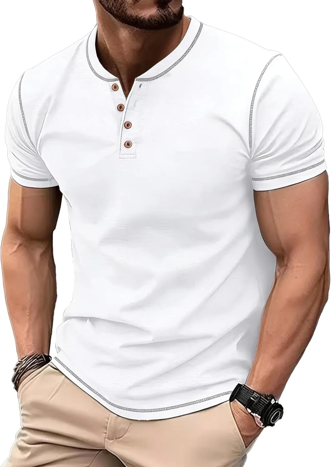Мужская футболка Henley с коротким рукавом, летняя, хлопковая PEGENO
Мужская футболка Henley с коротким рукавом, летняя, хлопковая PEGENO