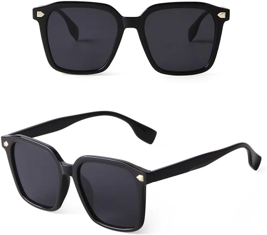 LVTFCO Винтажные большие женские солнцезащитные очки с заклепками, прямоугольной оправой, модные мужские и женские, защита от УФ-излучения UV400, C1 Black
LVTFCO Винтажные большие женские солнцезащитные очки с заклепками, прямоугольной оправой, модные мужские и женские, защита от УФ-излучения UV400, C1 Black