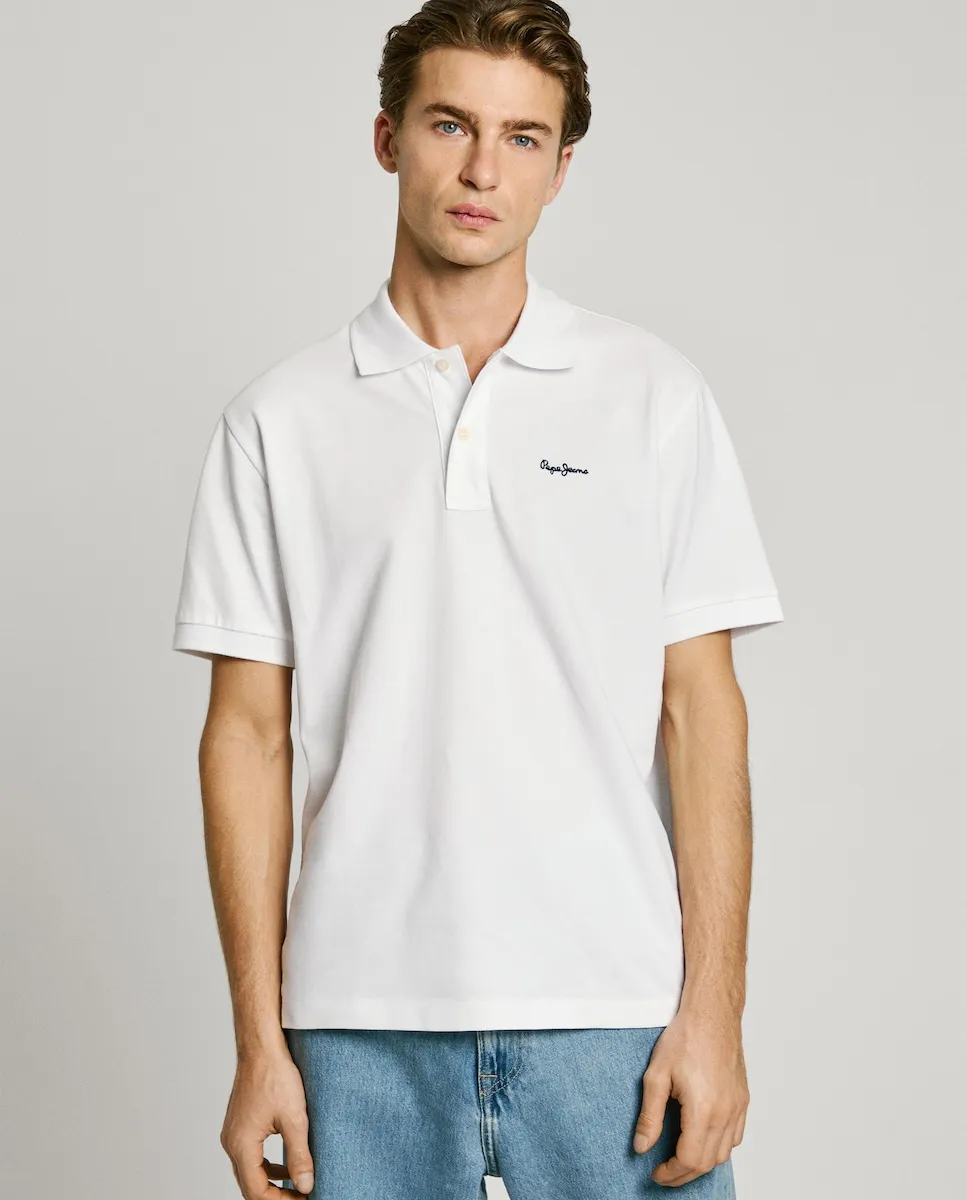 Мужское поло из пике с короткими рукавами и вышитым логотипом Pepe Jeans, белый
Мужское поло из пике с короткими рукавами и вышитым логотипом Pepe Jeans, белый