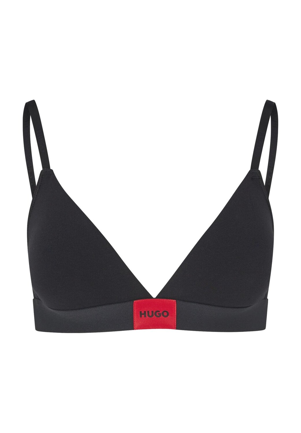 Женский треугольный бюстгальтер без косточек с логотипом HUGO, черный
Женский треугольный бюстгальтер без косточек с логотипом HUGO, черный