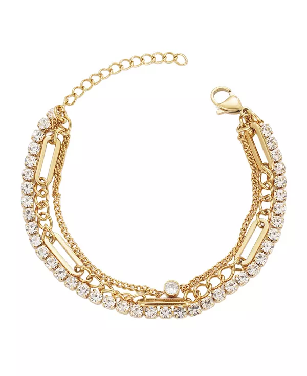 Теннисный браслет из трех цепей с золотыми кристаллами, устойчивый к потускнению Adornia, gold
Теннисный браслет из трех цепей с золотыми кристаллами, устойчивый к потускнению Adornia, gold