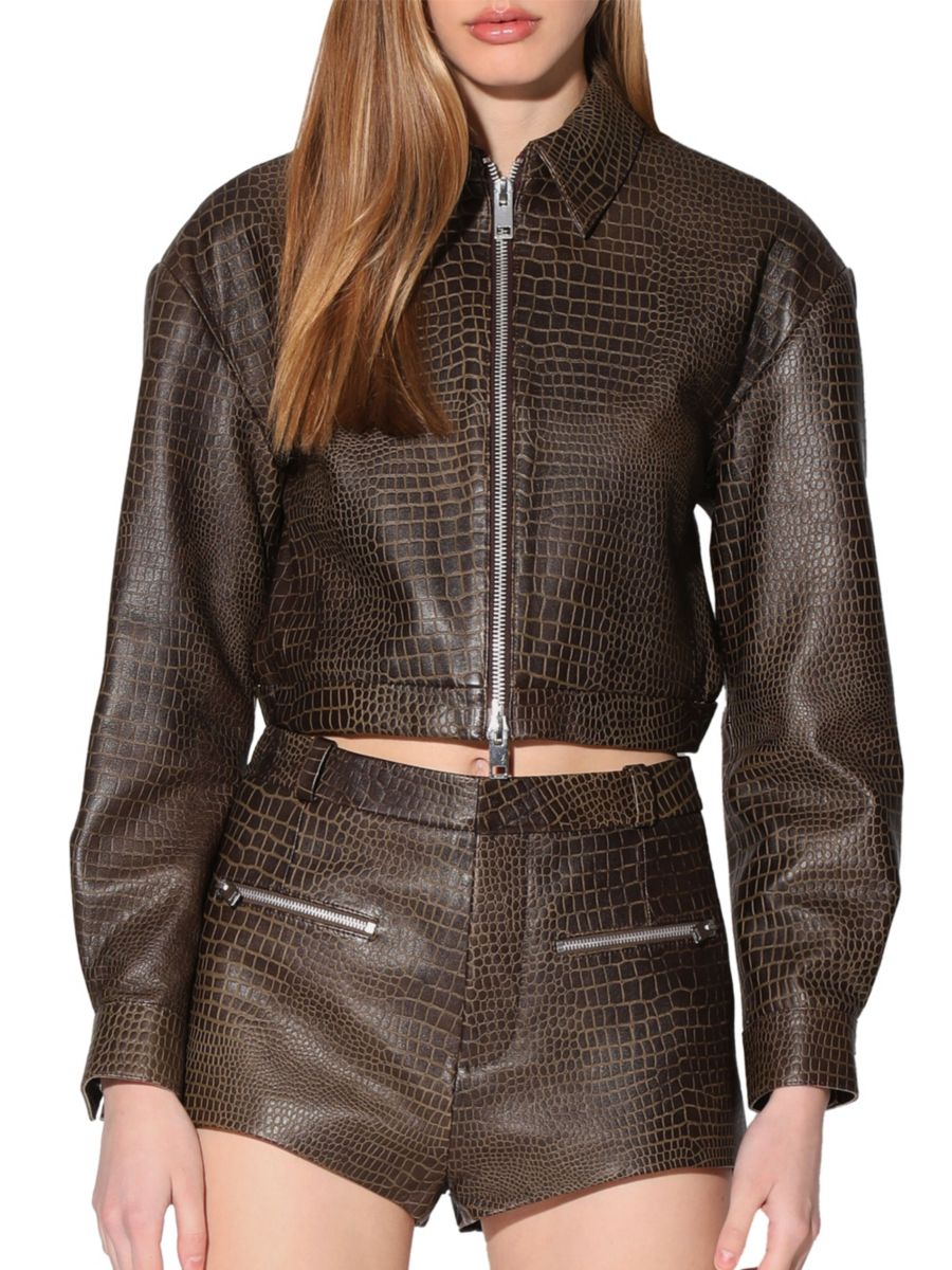 Укороченная куртка из тисненой кожи Jasper Walter Baker, оливковый
Укороченная куртка из тисненой кожи Jasper Walter Baker, оливковый