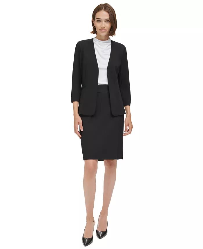 Женский блейзер с открытым передом и юбка-карандаш с имитацией запаха Calvin Klein, черный
Женский блейзер с открытым передом и юбка-карандаш с имитацией запаха Calvin Klein, черный