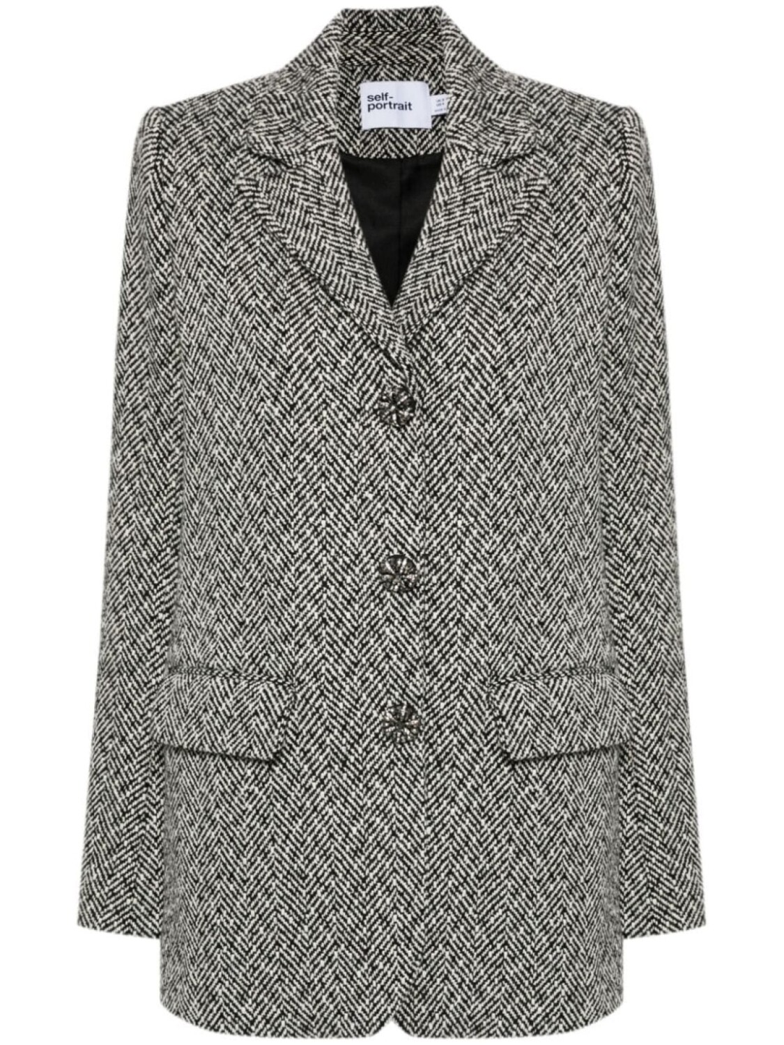 Self-Portrait блейзер с узором «ёлочка», черный
Self-Portrait блейзер с узором «ёлочка», черный