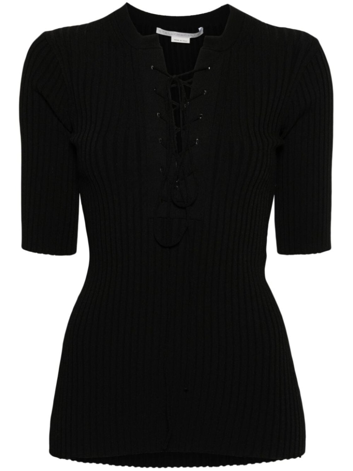 Топ в рубчик со шнуровкой Stella McCartney, черный
Топ в рубчик со шнуровкой Stella McCartney, черный