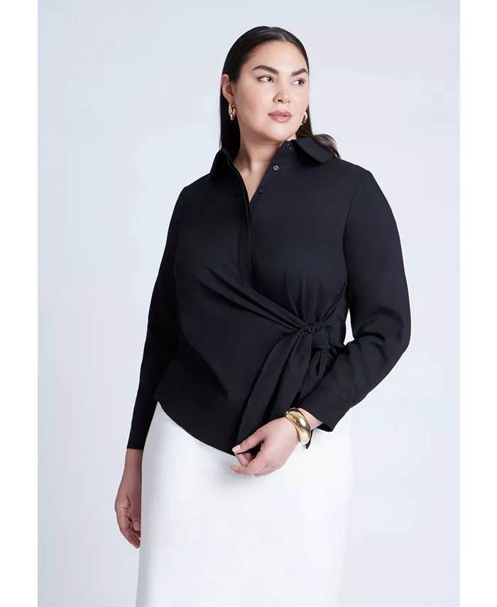 Женская рубашка с воротником-стойкой на бедрах ELOQUII, черный
Женская рубашка с воротником-стойкой на бедрах ELOQUII, черный
