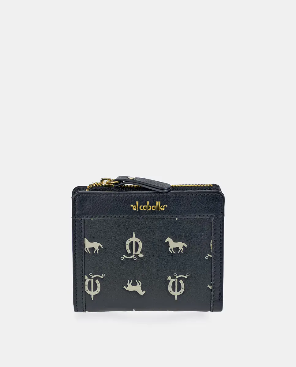 Компактный женский кошелек El Caballo из воловьей кожи и холста цвета котелка, черный
Компактный женский кошелек El Caballo из воловьей кожи и холста цвета котелка, черный