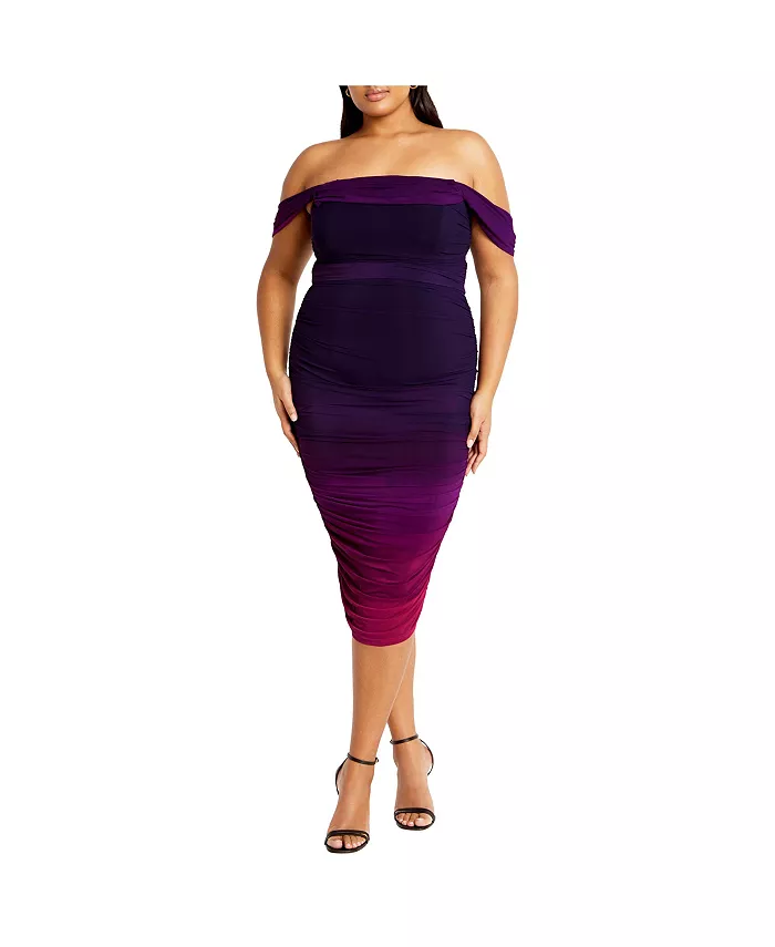 Платье миди Alyssa с принтом plus size CITY CHIC, синий 
Платье миди Alyssa с принтом plus size CITY CHIC, синий