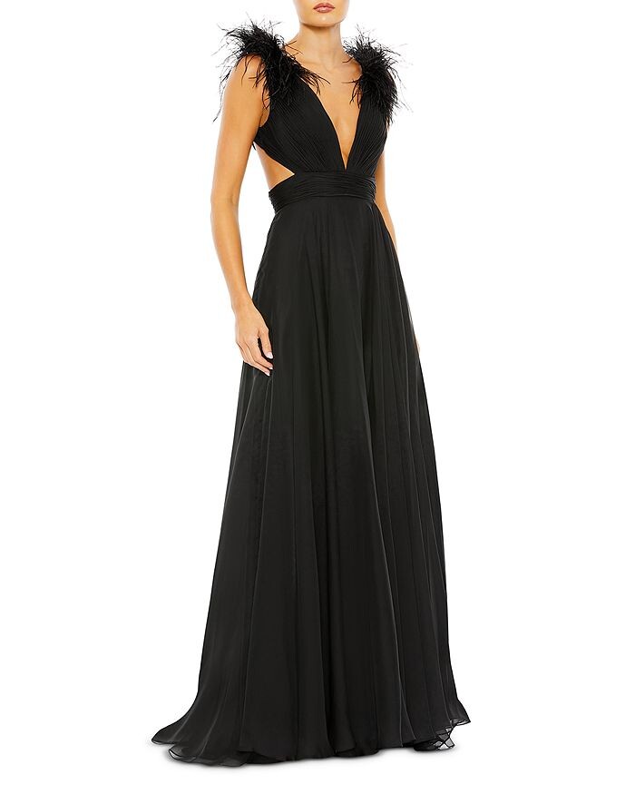 Длинное платье Mac Duggal с вырезами из перьев, черный
Длинное платье Mac Duggal с вырезами из перьев, черный