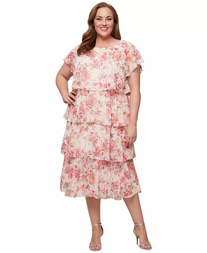 Платье больших размеров с цветочным принтом и многоярусным принтом SL Fashions, оранжевый
Платье больших размеров с цветочным принтом и многоярусным принтом SL Fashions, оранжевый