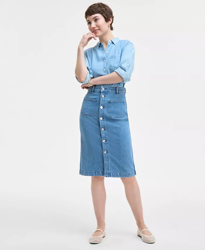 Женская джинсовая миди-юбка с накладными карманами On 34th, синий
Женская джинсовая миди-юбка с накладными карманами On 34th, синий