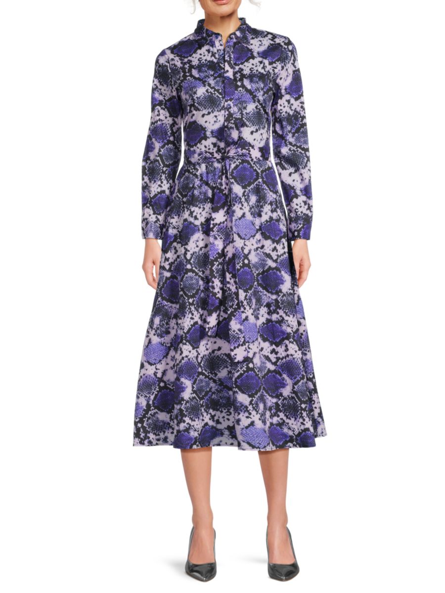 Платье-рубашка миди с принтом рептилий YAL New York, фиолетовый
Платье-рубашка миди с принтом рептилий YAL New York, фиолетовый