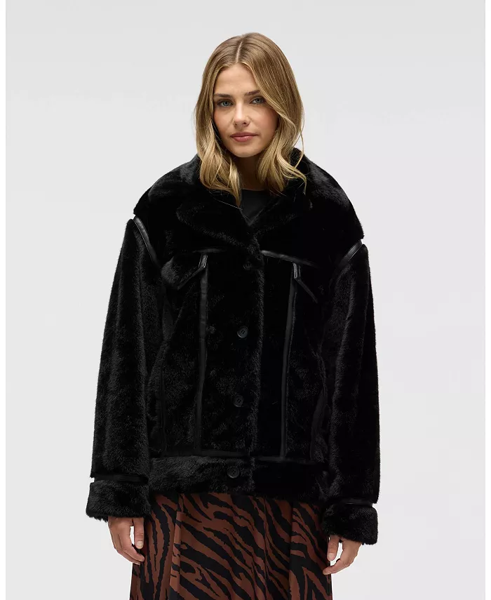 Женская шуба из искусственного меха норки с отделкой тесьмой NVLT, черный
Женская шуба из искусственного меха норки с отделкой тесьмой NVLT, черный