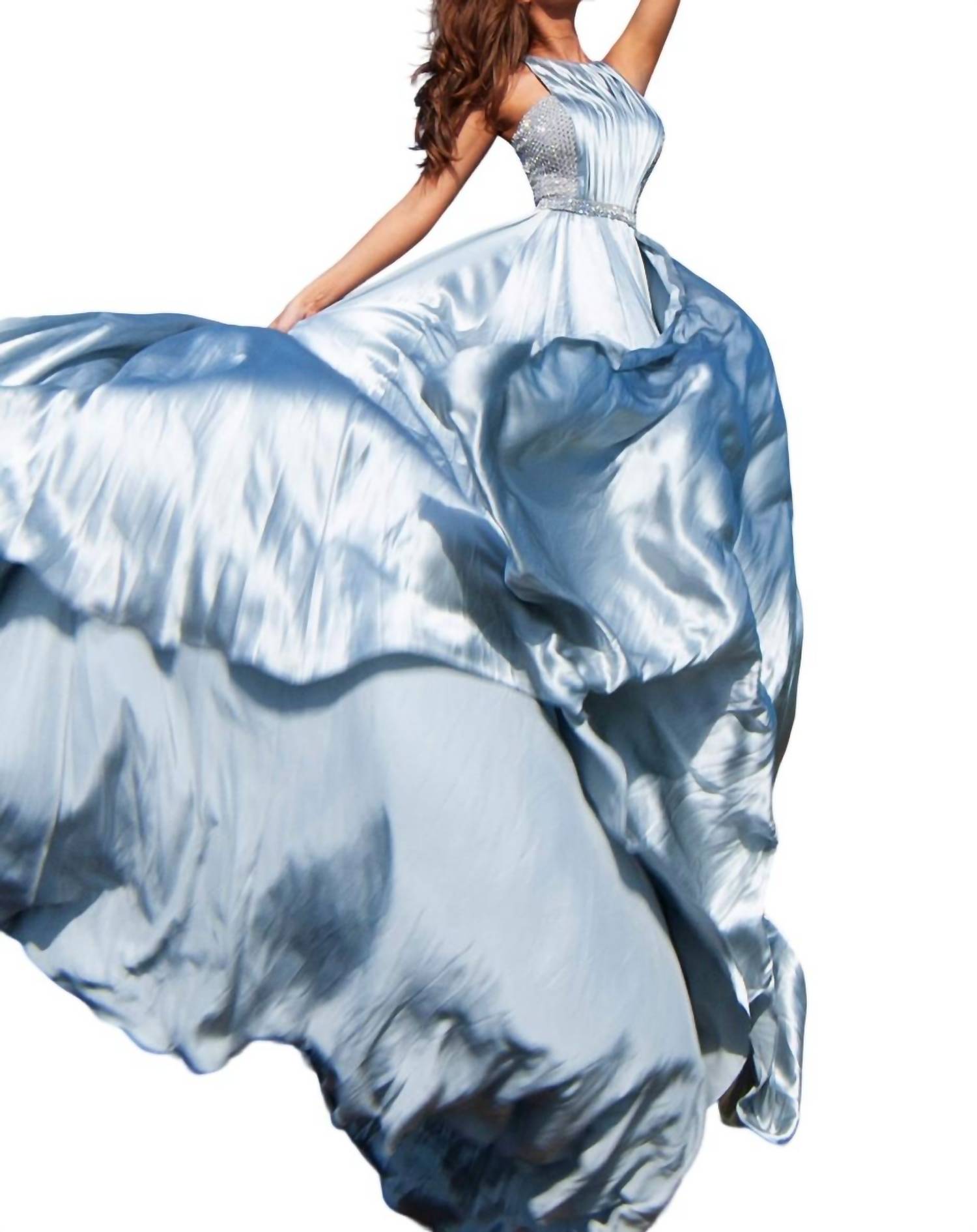 Шелковое платье с высоким воротом в серебристом цвете JOVANI, серебряный
Шелковое платье с высоким воротом в серебристом цвете JOVANI, серебряный