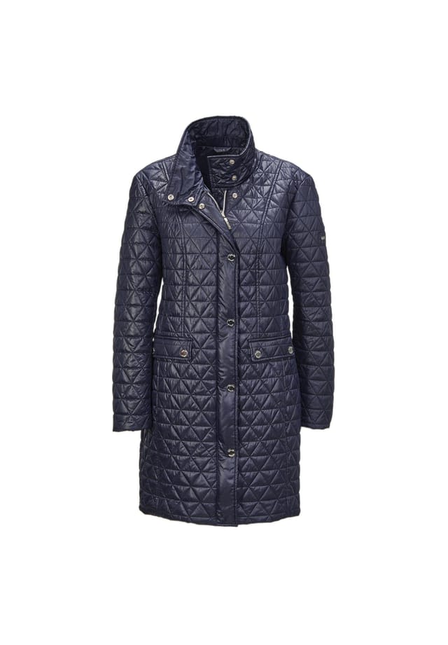 Короткий размер: стеганое полупальто с воротником-стойкой. Goldner, синий 
Короткий размер: стеганое полупальто с воротником-стойкой. Goldner, синий