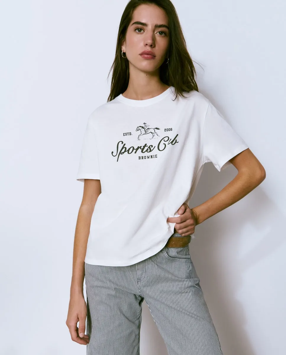 Женская футболка с короткими рукавами и принтом спереди Brownie, белый
Женская футболка с короткими рукавами и принтом спереди Brownie, белый