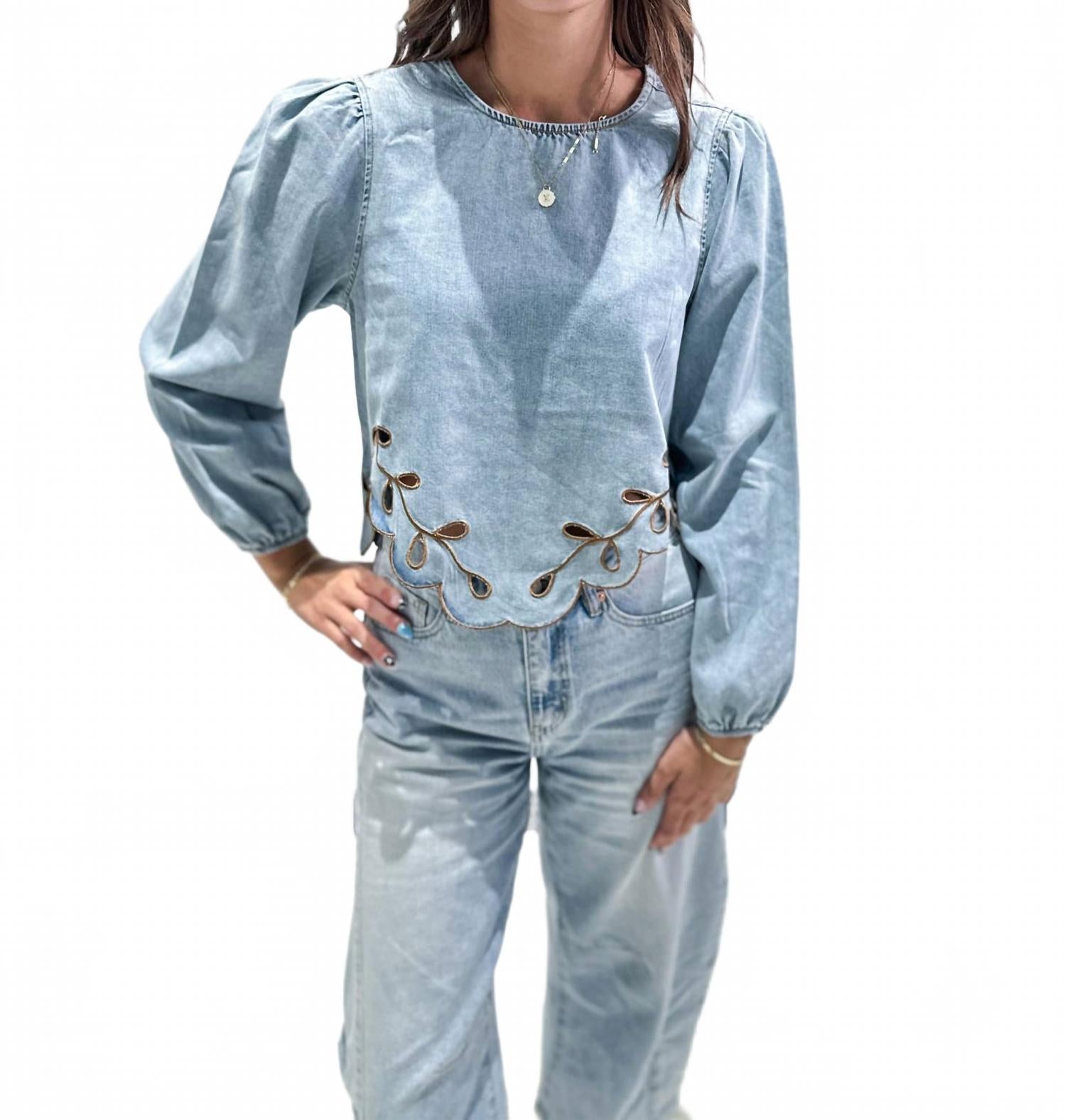 Блузка с отделкой Evie из выбеленного денима The Greii, Washed Denim
Блузка с отделкой Evie из выбеленного денима The Greii, Washed Denim