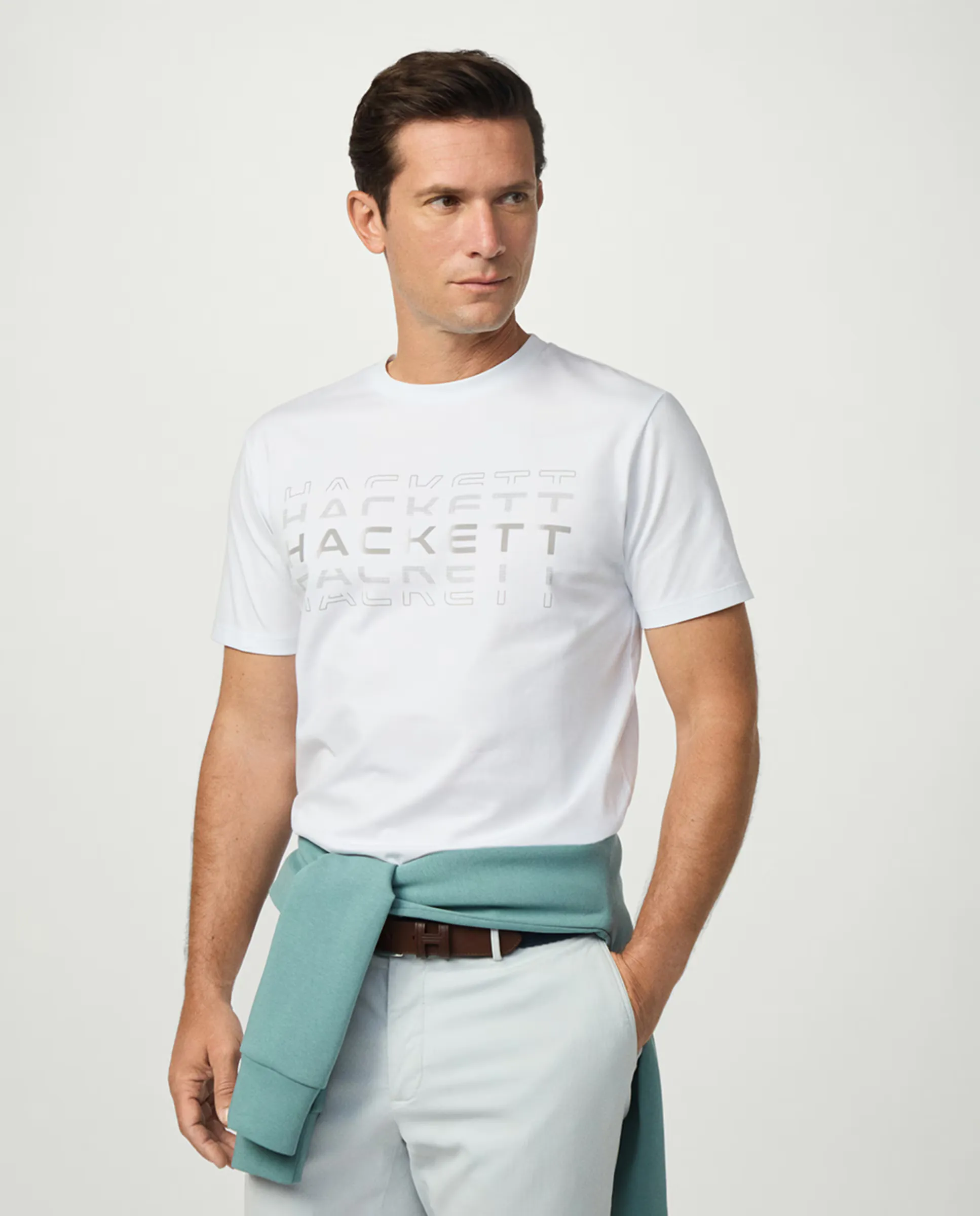 Мужская футболка с коротким рукавом и графическим принтом больших размеров Hackett, белый 
Мужская футболка с коротким рукавом и графическим принтом больших размеров Hackett, белый