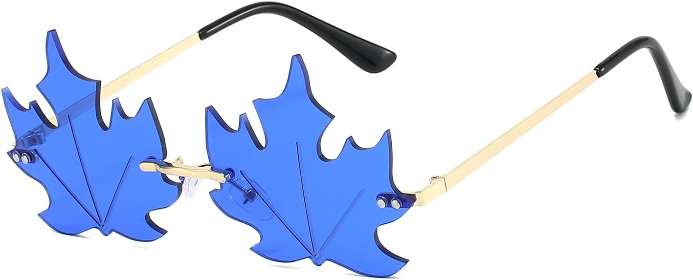 Модные солнцезащитные очки в форме кленового листа, винтажные, без оправы, с нестандартной металлической рамкой, декоративные очки унисекс для вечеринки или Рождества GNOLONG, Blue
Модные солнцезащитные очки в форме кленового листа, винтажные, без оправы, с нестандартной металлической рамкой, декоративные очки унисекс для вечеринки или Рождества GNOLONG, Blue